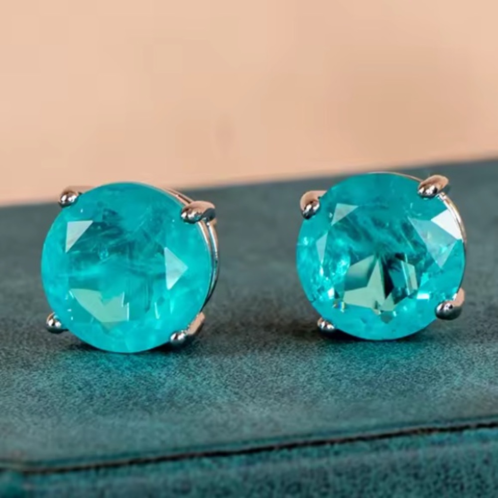 - New Neon Blue Paraiba Tourmaline & 18k White Finish Earrings